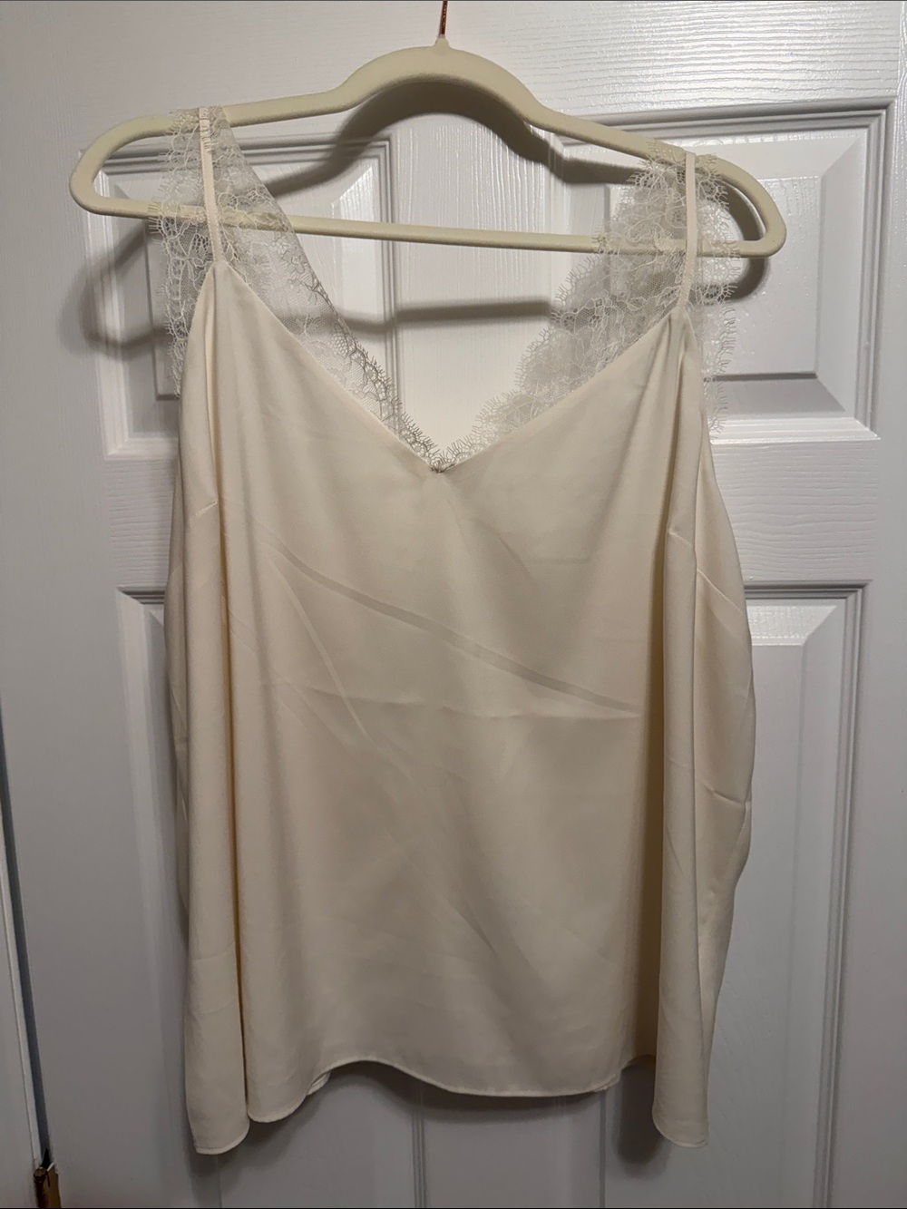 Express Cream Lace-Trim Satin Camisole